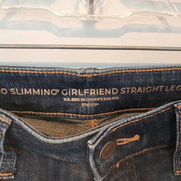 Chico's So Slimming Girlfriend Straight Leg Jeans, Chico's size 00, Like New - Picture 6 of 8